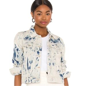 Free People Blue and White Jean Jacket